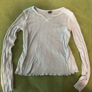 Art Class Women's Light Blue Ribbed Long Sleeve Top